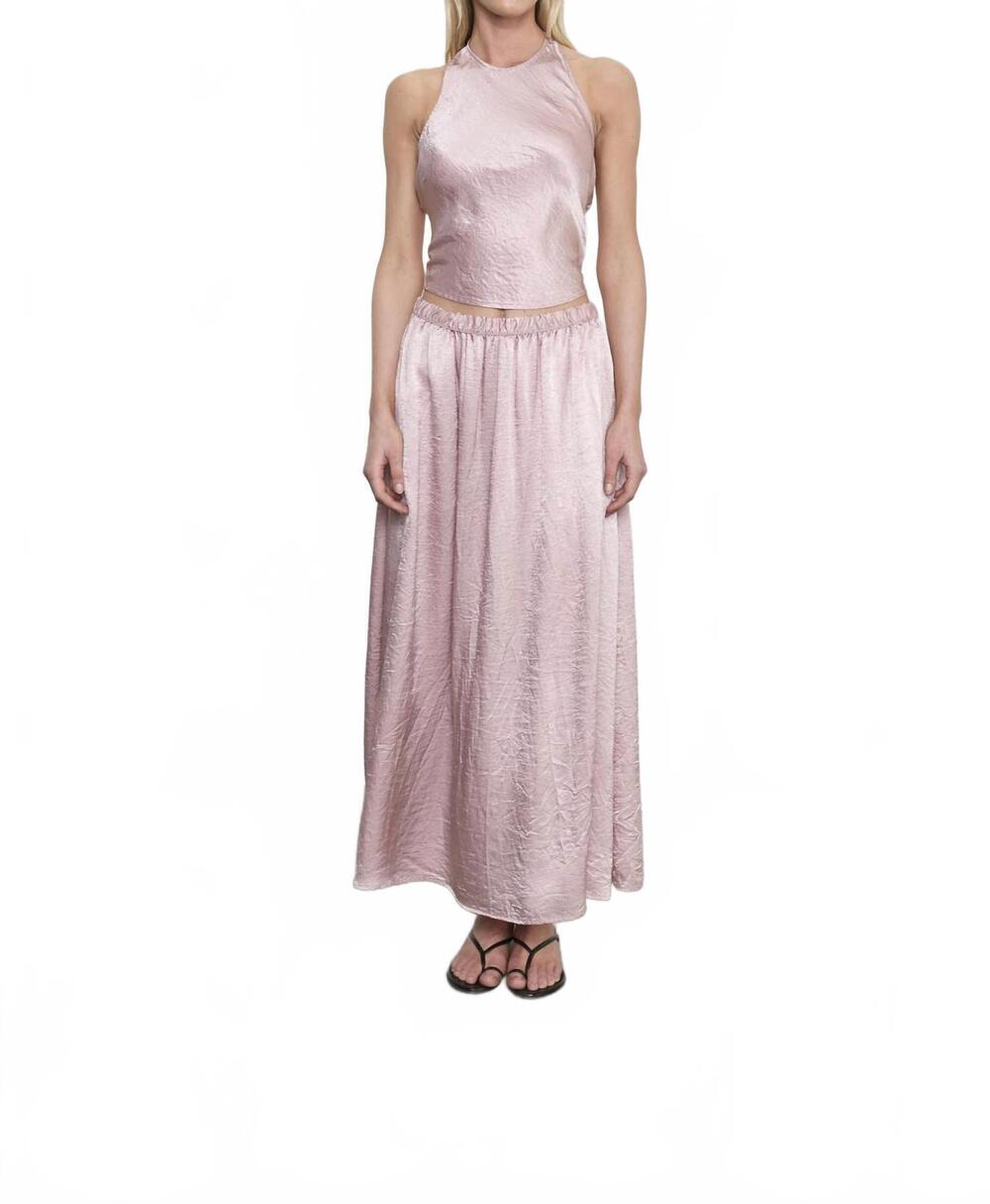 NEW ENZA COSTA textured satin halter scarf top in rose blush